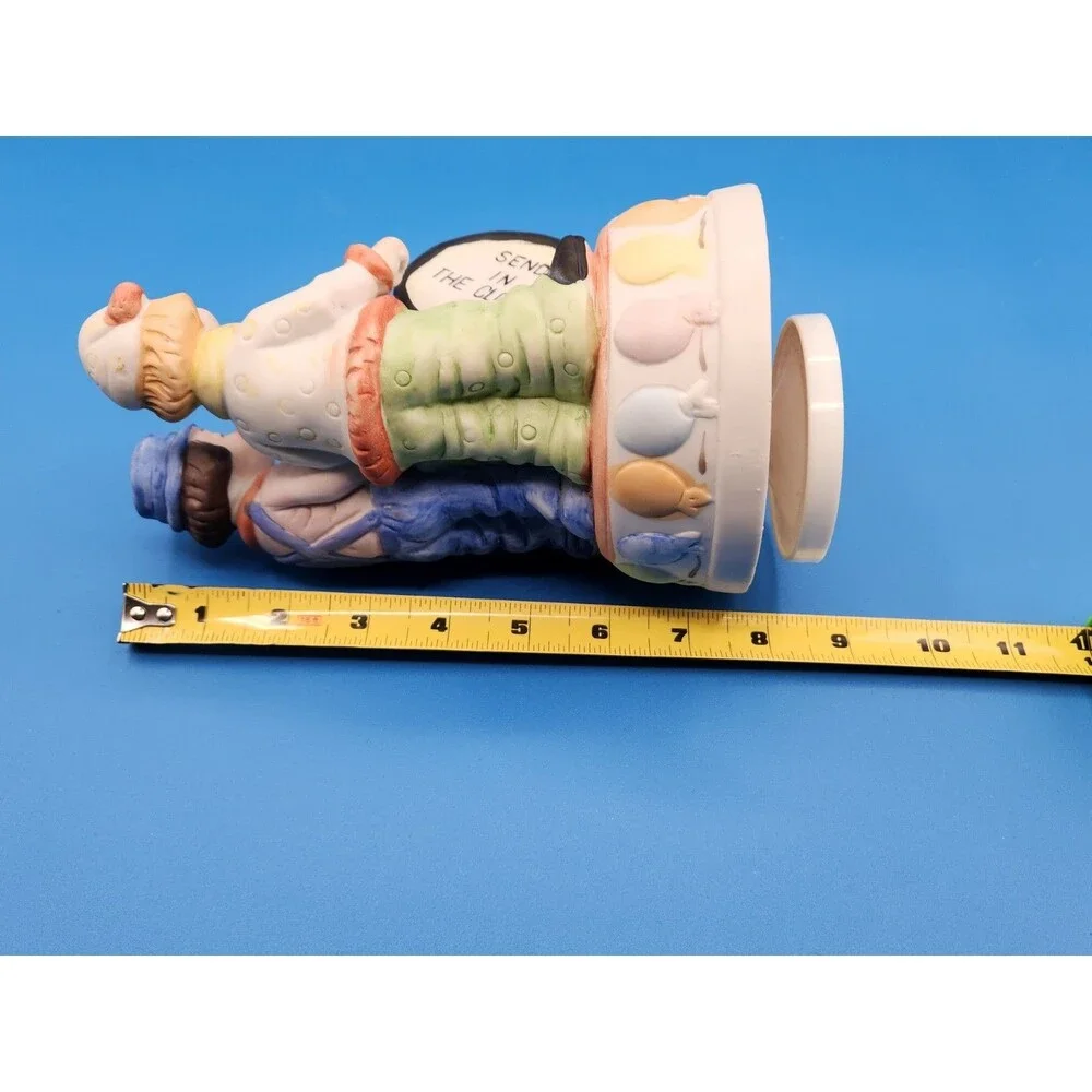 Vintage 1970s Albert E Price 2 Clowns W/ Drum & Guitar Wind-Up Music Box Working